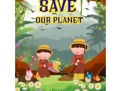 Design Poster Ekstrakurikuler Design SDIT Alam Biruni_Save Our Planet